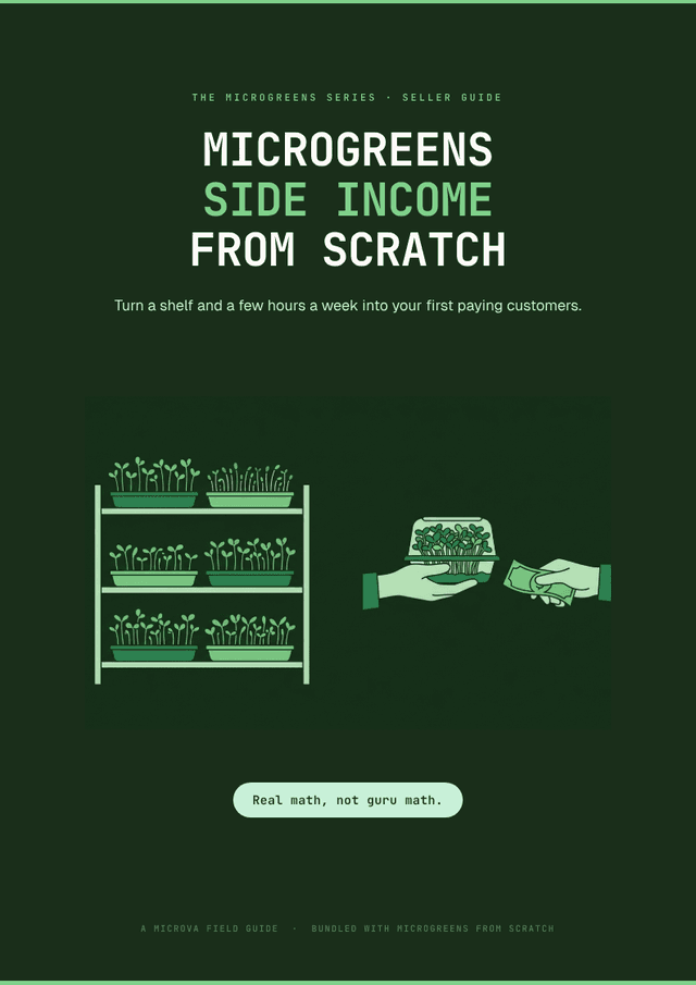 Microgreens Side Income From Scratch – microgreens selling playbook cover